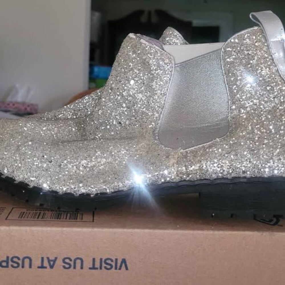 Silver Glitter Chelsea Boots Size 11